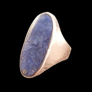Sterling Contemporary Lapis Thailand Long Oval Statement Ring